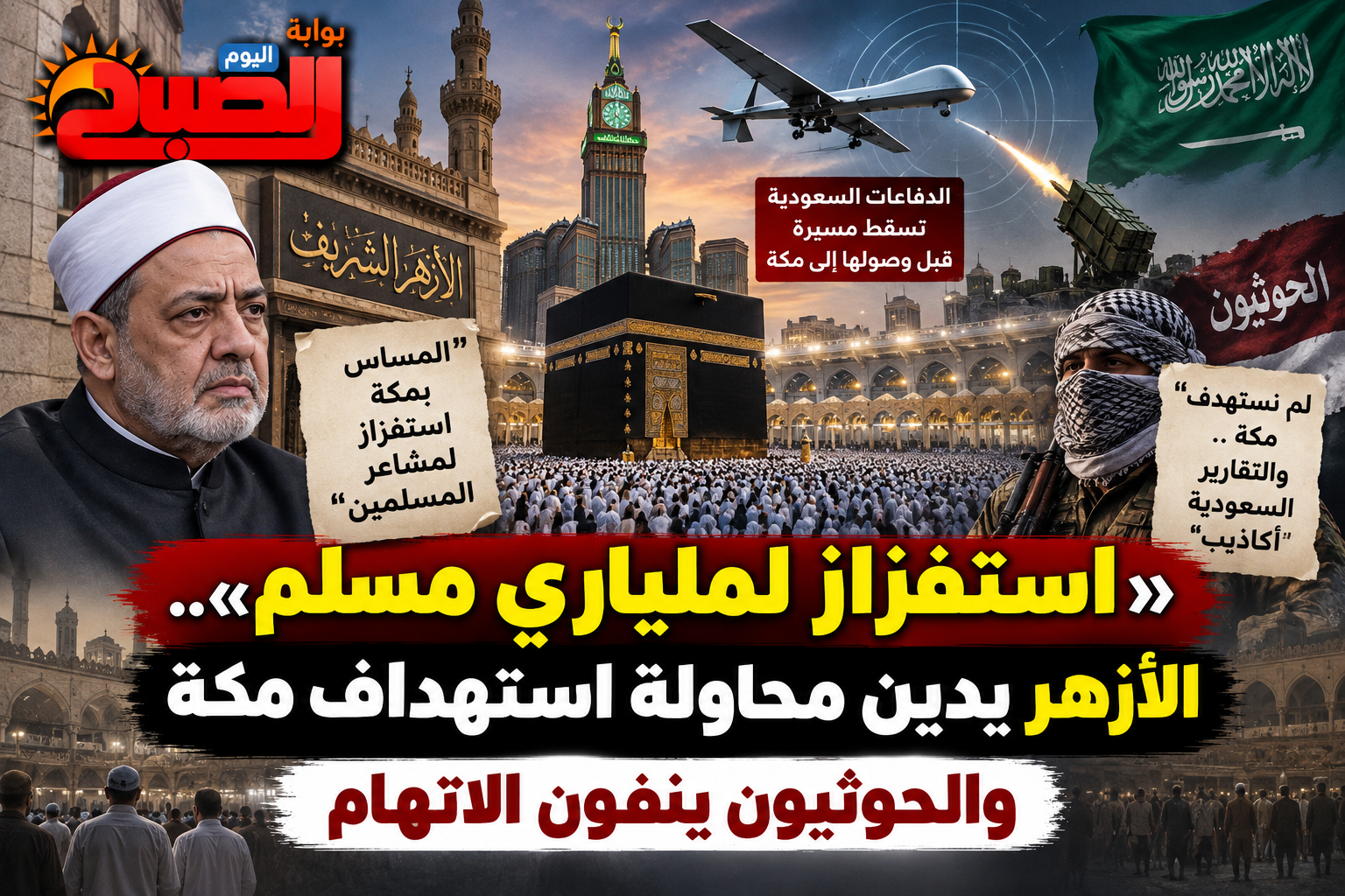 «استفزاز لملياري مسلم».. الأزهر يدين محاولة استهداف مكة والحوثيون ينفون الاتهام